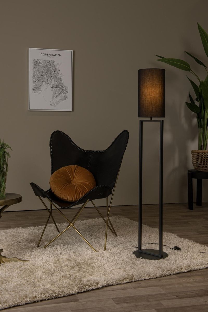 Lucide HERMAN - Stojacia lampa - Ø 26 cm - 1xE27 - Čierna